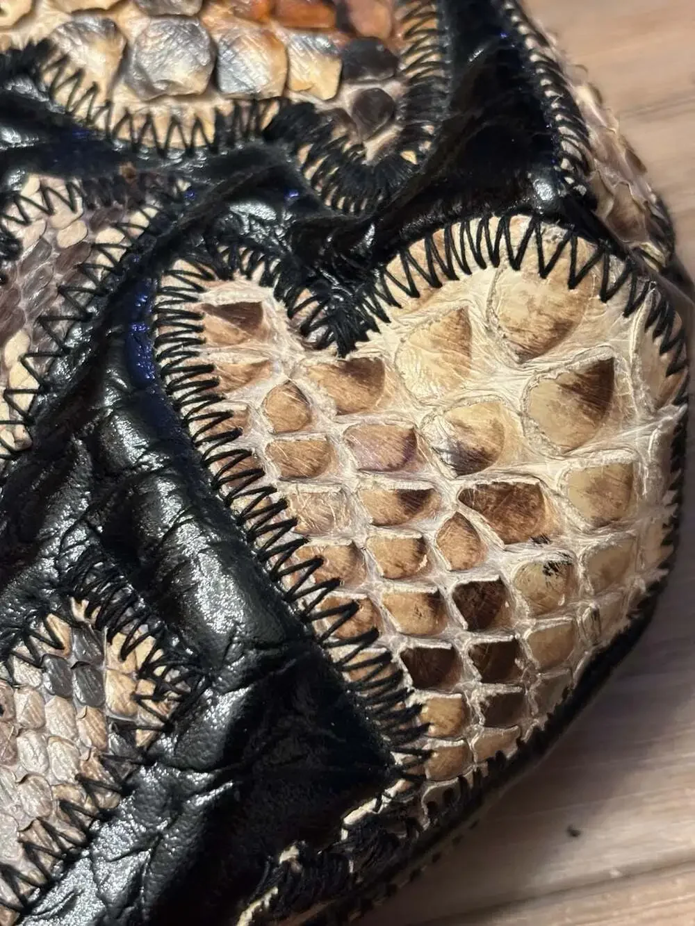 Vintage Snakeskin and Leather Framed Clutch Bag